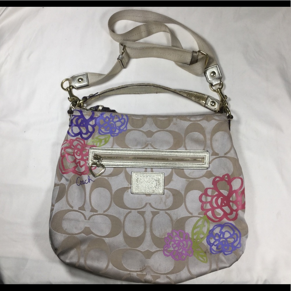 Coach Y2K Poppy Daisy Applique Hobo READ AD